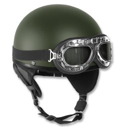 Helma motocyklová RETRO včetně brýlí ZELENÁ vel. M