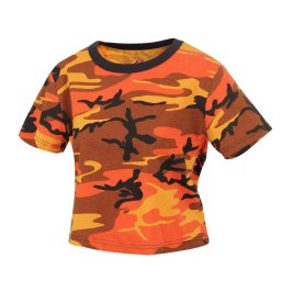 Triko dámské krátké CROP URBAN CAMO ORANGE vel. XS