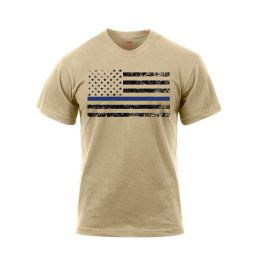 ROTHCO triko THIN BLUE LINE US vlajka PÍSKOVÉ vel.M