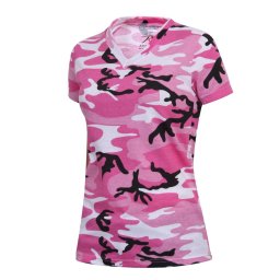 Triko dámské V-výstřih prodloužené PINK CAMO vel. L