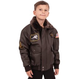 Bunda dětská WWII AVIATOR FLIGHT TMAVĚ HNĚDÁ vel. M