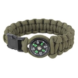 Náramek SURVIVAL PARACORD s kompasem ZELENÝ vel. 9