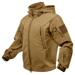 Bunda TACTICAL s kapucí softshell COYOTE vel. L