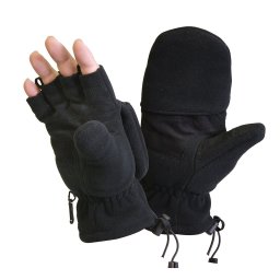 Rukavice SNIPER bez prstů/palcové FLEECE ČERNÉ vel. M