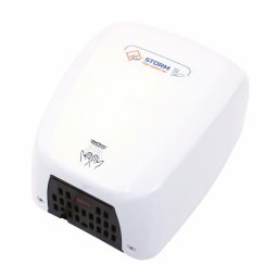 Bílý kovový bezdotykový horkovzdušný vysoušeč rukou Jet Dryer STORM