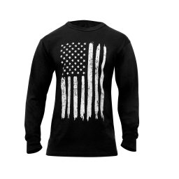 Triko BÍLÁ vlajka USA dlouhý rukáv ČERNÉ vel. S
