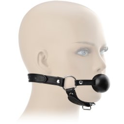 SCALA PEVNÝ KOŽENÝ ROUBÍK S GUMOVOU KULIČKOU BDSM - 73890413