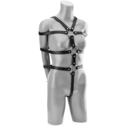 SCALA KOŽENÝ VÁZACÍ POSTROJ - PEVNÉ PÁSY VE FORMĚ BODY - BDSM, SADO-MASO - 70875128