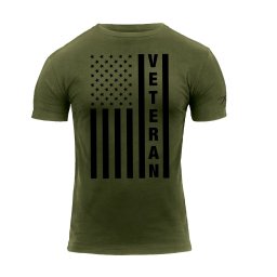 Triko VETERAN s US vlajkou ZELENÉ vel. S