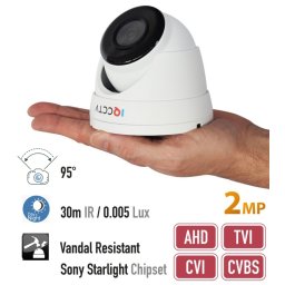 AHD kamery bezpečnostní 2MP s 95 ° úhel + 30m IR + antivandal