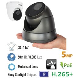 5MP IP kamera s 60m IR + motorizovaný objektiv 34-116 ° + POE