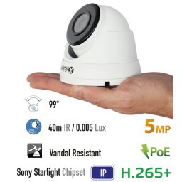 IP kamera 5MP + POE + 99 ° úhel + 40m IR + Mikrofonem