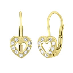 Zlaté náušnice srdíčka se Swarovski® Zirconia SILVEGOG70312sw