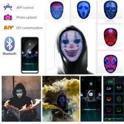 LED svítící maska na celý obličej - nastavitelné animace přes app v smartphone