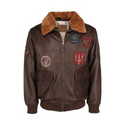 Bunda pilotní kožená TOP GUN HNĚDÁ vel. S