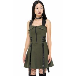 šaty dámské KILLSTAR - Psy-Ops - KHAKI - KSRA002422