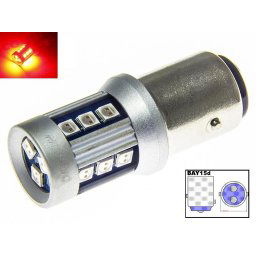 LED21 LED auto žárovka 12V 24V BAY15D 15 SMD 3030 P21/5W Dvouvláknová Červená