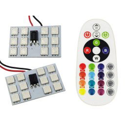 Interlook Panel LED RGB 12-chip 2x6 + adaptéry C5W a W5W s IR ovladačem IL806