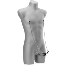 SCALA ŘETÍZEK SE SVORKAMI NA BRADAVKY + KROUŽEK NA PENIS A VARLATA BDSM - 73600752