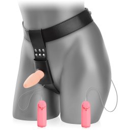 SCALA KOŽENÝ POSTROJ, PÁSY NA BOKY + 2 ANÁLNÍ KOLÍKY SE SILNÝMI VIBRACEMI - ANÁLNÍ SEX PRO HOMO I HETEROSEXUÁLNÍ PÁRY - 71178022