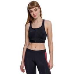 podprsenka sportovní URBAN CLASSICS - Tech Mesh Zipped Bra - black - TB2029