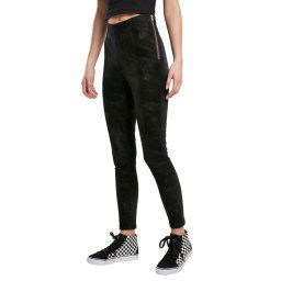 kalhoty dámské (legíny) URBAN CLASSICS - Washed Faux Leather Pants - black - TB3763