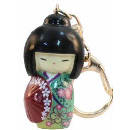 Klíčenka panenka Kokeshi Kasa Green