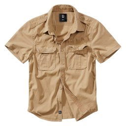 BRANDIT košile styl VINTAGE krátký rukáv CAMEL PÍSKOVÁ vel.7XL