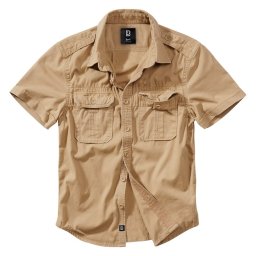 Košile styl VINTAGE krátký rukáv CAMEL PÍSKOVÁ vel. L