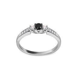 Zásnubní prsten z bílého zlata s černým a čirými diamanty 0.240 ct Ilanna KU215B