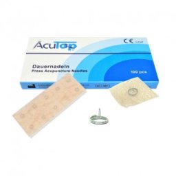 AcuTop akupunkturní jehly, ušní s náplastí, 0,22 x 1,5 mm, 100 ks