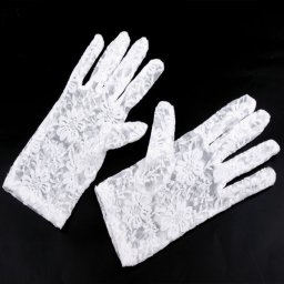 V&V Společenské rukavice 21 cm krajkové - bílá barva
