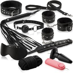 SCALA PEVNÁ SADA BDSM S VIBRAČNÍM ANÁLNÍM KOLÍKEM ANAL PLUG - 9 ČÁSTÍ - 75436656
