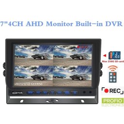 7" monitor do auta pro 4 couvací AHD/CVBS kamery s nahráváním