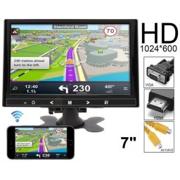 Wi-Fi mirror link 7 palcový monitor do auta VGA/HDMI/2xAV