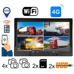 4G DVR LCD monitor 10,1" do auta + LIVE stream a GPS tracking