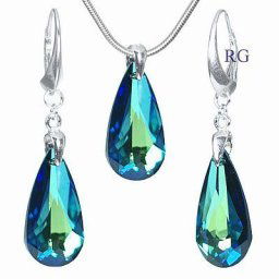 Stříbrný set Bermuda Blue - vyroben s CRYSTALLIZED™ – Swarovski Elements LSW011S