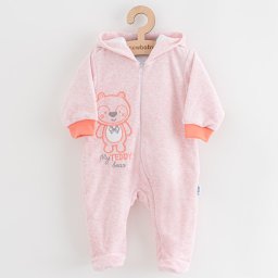 Kojenecký semiškový overal s kapucí New Baby Sweetheart růžový, vel. 68 (4-6m)