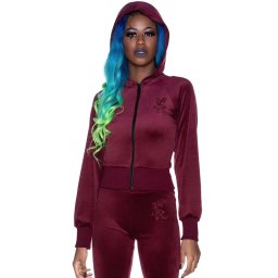 mikina dámská KILLSTAR - Just Crew-Sin Velvet - BURGUNDY - KSRA003451