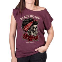 tričko dámské BLACK HEART - PIN UP SKULL EXT - RED - 7230