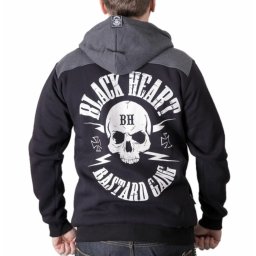 mikina pánská BLACK HEART - BASTARD SKULL - BLACK - 8830