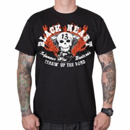 tričko pánské BLACK HEART - FLATHEAD SKULL - BLACK - 8887