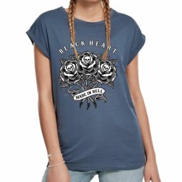 tričko dámské BLACK HEART - ROSE SKULL EXT - BLUE - 9127