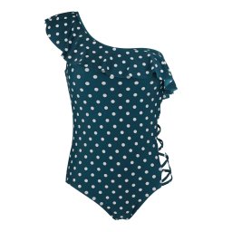 Lapiza pin-up styl jednodílné plavky s puntíky AB164 M petrolejová