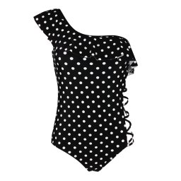 Lapiza Black pin-up styl jednodílné plavky s puntíky AB164 M černá