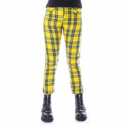 kalhoty dámské CHEMICAL BLACK - XYLIA - YELLOW TARTAN - POI1011