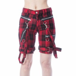 kraťasy dámské CHEMICAL BLACK - RENITA - RED TARTAN - POI1008