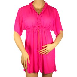 Caribe kaftan šaty na pláž S761 XL zářivě růžová
