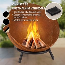 Blumfeldt Fireball Rust, ohniště, Ø 60 cm, výklopný rošt, rezavý vzhled