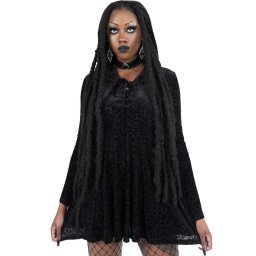 šaty dámské KILLSTAR - Fade Away Farah Velvet - Black - KSRA003288